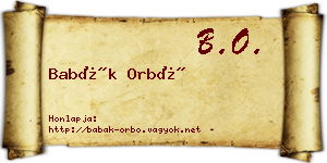Babák Orbó névjegykártya